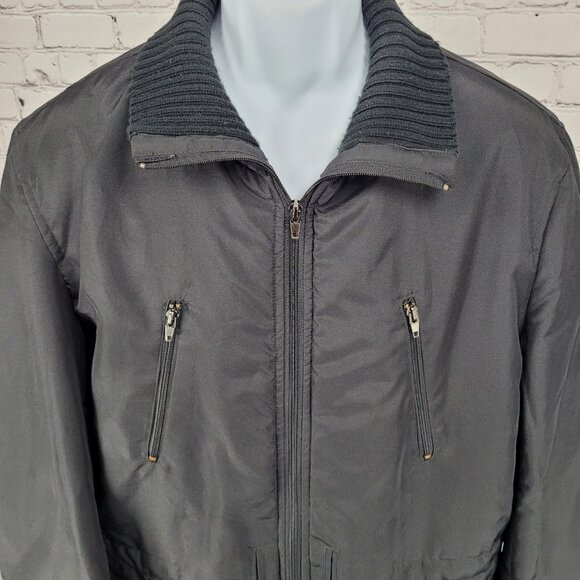 Zara Man Black Full Zip Knit Collar Lightweight Zip Pockets Jacket Size Large L - Picture 9 of 14